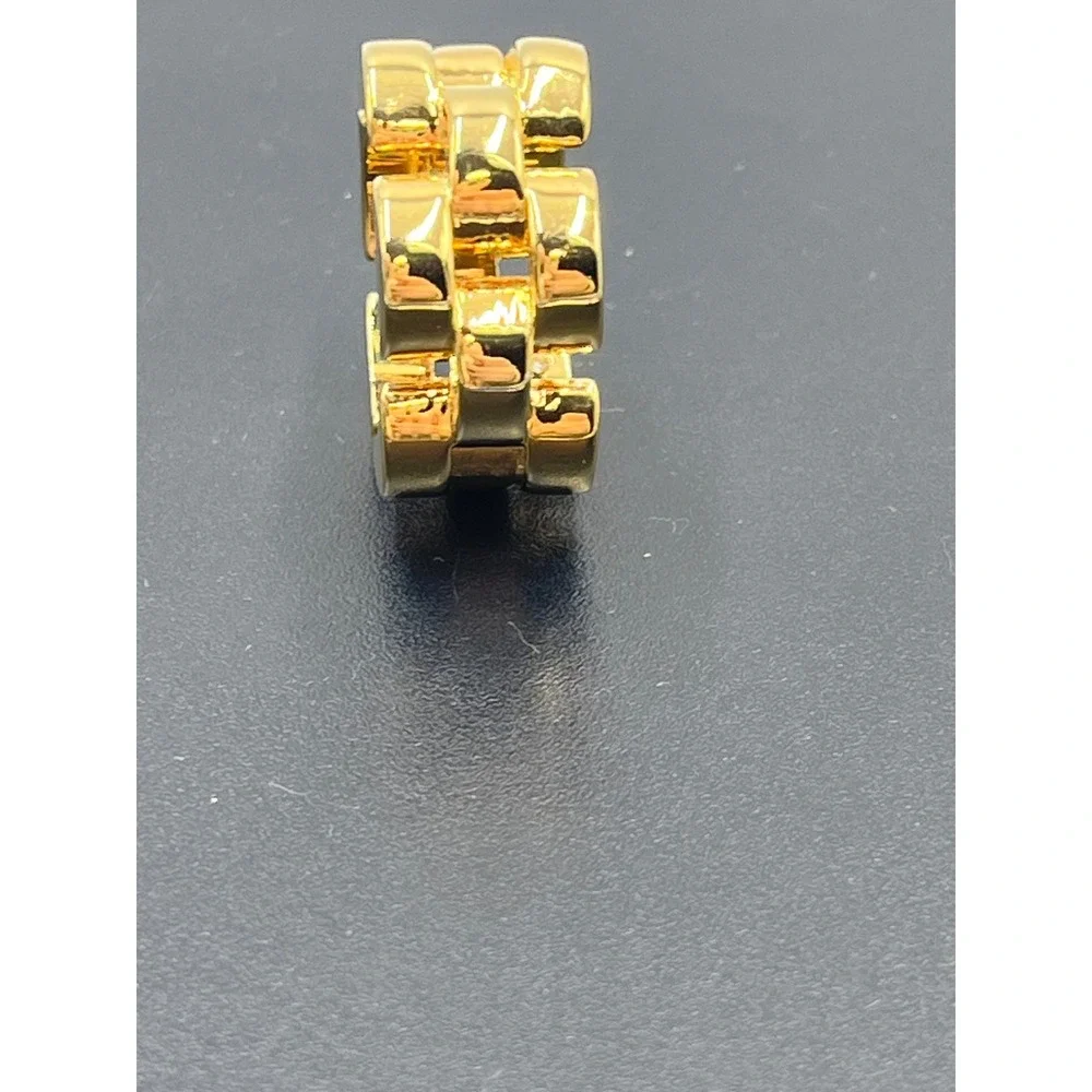 Kate Spade Rolly Sliced Scallops Gold‎ Plated Heavy Chain Link Ring Sz 7